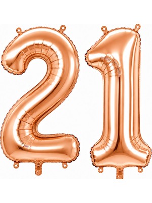 BeySüS 21 Rakam Folyo Balon Rose Gold Rengi (100 Cm)