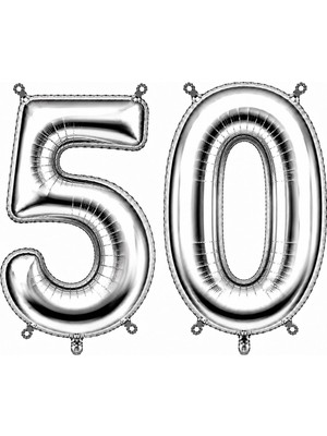 BeySüS 50 Rakam Folyo Balon Gümüş Rengi (100 Cm)