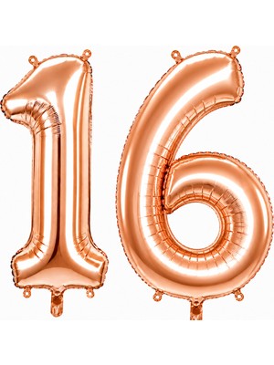 BeySüS 16 Rakam Folyo Balon Rose Gold Rengi (100 Cm)