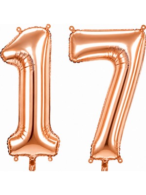 BeySüS 17 Rakam Folyo Balon Rose Gold Rengi (76 cm)