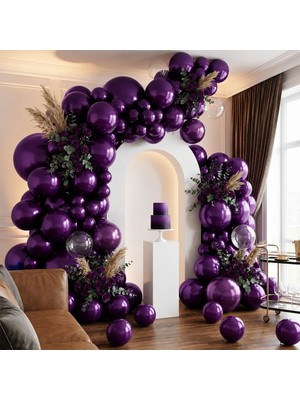 BeySüS Mor Renk Lateks Metalik Balon (30 Cm) - 100 Adet