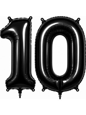 BeySüS 10 Rakam Folyo Balon Siyah Rengi (76 Cm)