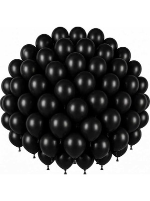 BeySüS Siyah Renk Lateks Pastel Balon (30 cm) - 50 Adet