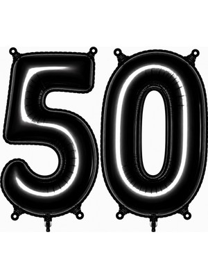 BeySüS 50 Rakam Folyo Balon Siyah Rengi (76 Cm)