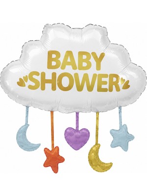 BeySüS Baby Shower Ayyıldız Püskül Bulut Folyo Balon