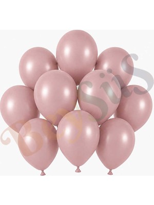 BeySüS Toz Pembe Renk Lateks Retro Balon (13 cm) - 10 Adet