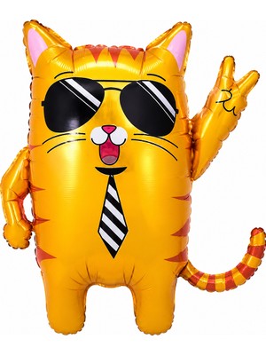 BeySüS Gözlüklü Kravatlı Kedi Folyo Balon