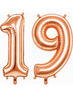 BeySüS 19 Rakam Folyo Balon Rose Gold Rengi (76 Cm)