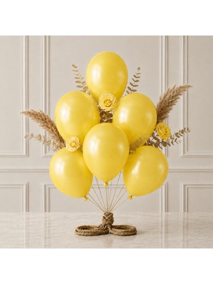 BeySüS Sarı Renk Lateks Metalik Balon (30 Cm) - 6 Adet