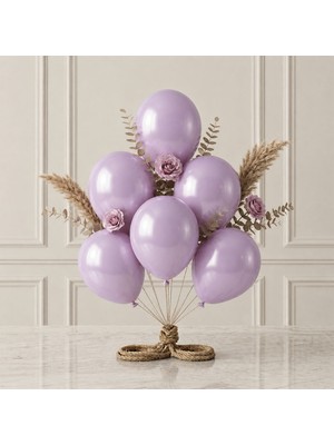 BeySüS Lila Renk Lateks Metalik Balon (30 Cm) - 6 Adet