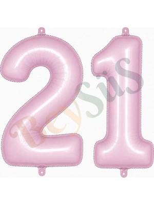 BeySüS 21 Rakam Folyo Balon Pembe Rengi (76 Cm)