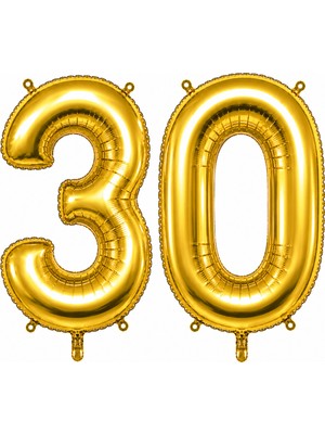 BeySüS 30 Rakam Folyo Balon Altın Rengi (76 Cm)