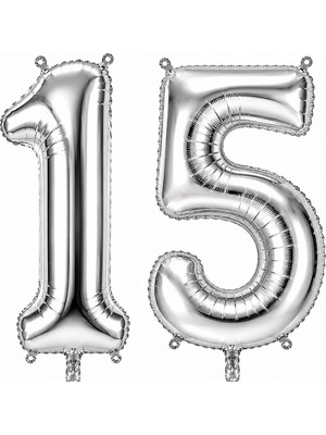 BeySüS 15 Rakam Folyo Balon Gümüş Rengi (76 Cm)