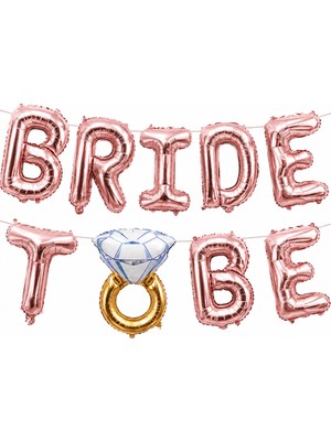 BeySüS Bride To Be Yüzüklü Düz Yazı Rose Gold Folyo Balon