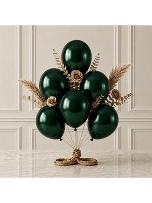 BeySüS Koyu Yeşil Renk Lateks Metalik Balon (30 Cm) - 6 Adet