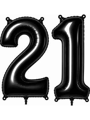 BeySüS 21 Rakam Folyo Balon Siyah Rengi (76 Cm)
