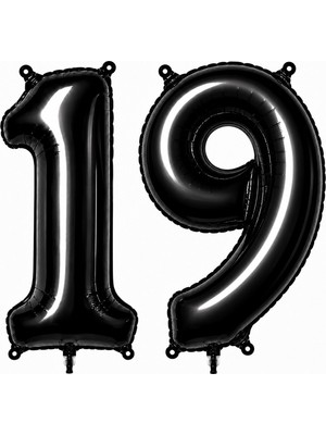 BeySüS 19 Rakam Folyo Balon Siyah Rengi (76 Cm)