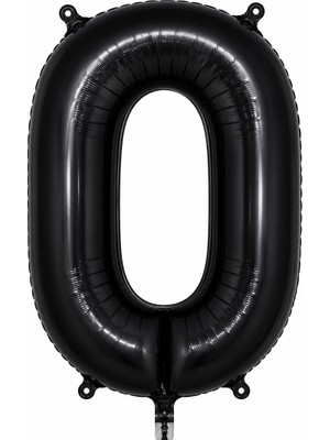 BeySüS 0 Rakam Folyo Balon Siyah Rengi (76 Cm)