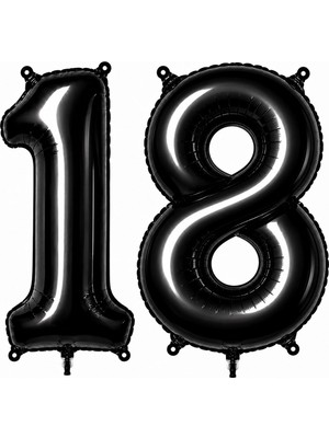 BeySüS 18 Rakam Folyo Balon Siyah Rengi (76 Cm)