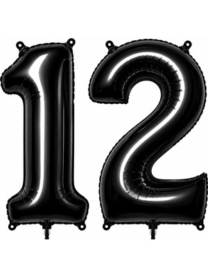 BeySüS 12 Rakam Folyo Balon Siyah Rengi (76 Cm)