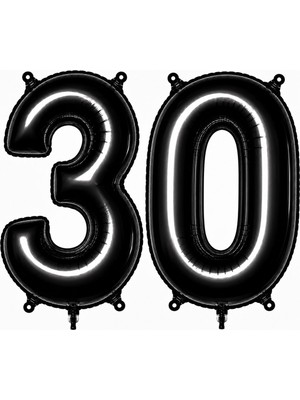 BeySüS 30 Rakam Folyo Balon Siyah Rengi (76 Cm)