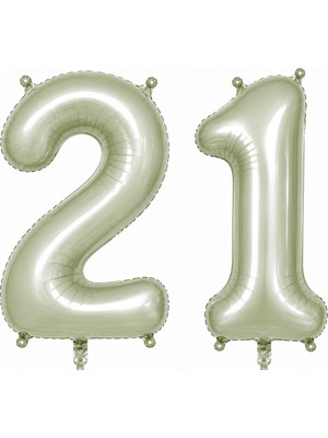 BeySüS 21 Rakam Folyo Balon Yeşil Rengi (76 Cm)