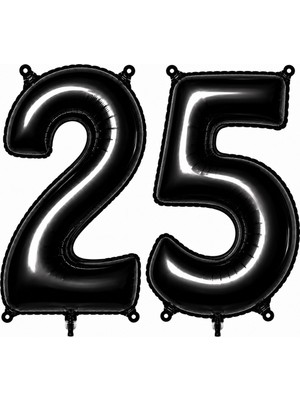 BeySüS 25 Rakam Folyo Balon Siyah Rengi (76 cm)