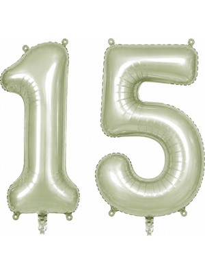 BeySüS 15 Rakam Folyo Balon Yeşil Rengi (76 Cm)