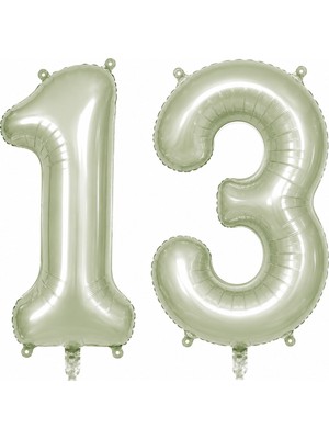 BeySüS 13 Rakam Folyo Balon Yeşil Rengi (76 Cm)