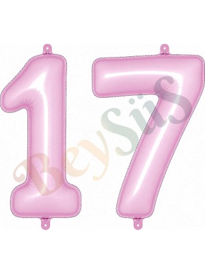 BeySüS 17 Rakam Folyo Balon Pembe Rengi (76 Cm)