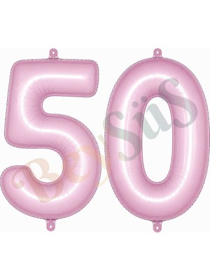BeySüS 50 Rakam Folyo Balon Pembe Rengi (76 Cm)