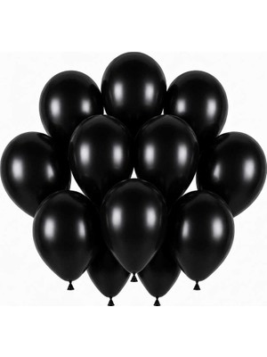 BeySüS Siyah Renk Lateks Pastel Balon (30 cm) - 12 Adet