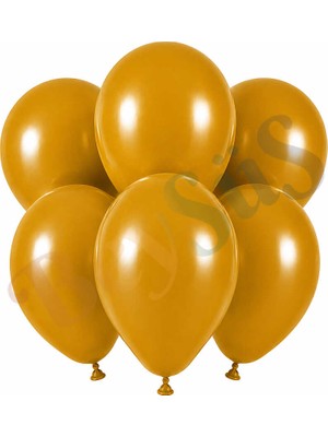BeySüS Zerdeçal Renk Lateks Retro Balon (30 Cm) - 6 Adet