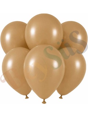 BeySüS Çöl Kumu Renk Lateks Retro Balon (30 cm) - 6 Adet