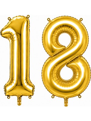 BeySüS 18 Rakam Folyo Balon Altın Rengi (76 Cm)