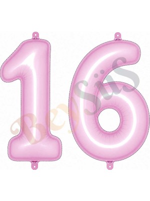 BeySüS 16 Rakam Folyo Balon Pembe Rengi (76 Cm)
