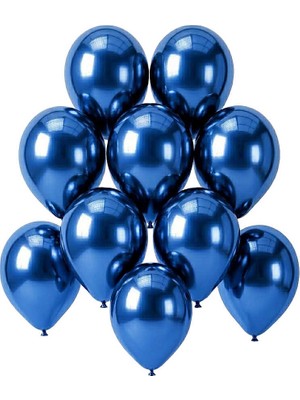 BeySüS Mavi Renk Lateks krom Balon (15 cm) - 10 Adet