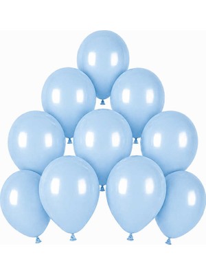 BeySüS Mavi Renk Lateks Makaron Balon (15 Cm) - 10 Adet