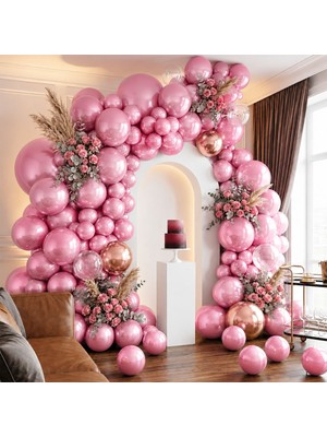 BeySüS Pembe Renk Lateks Metalik Balon (30 Cm) - 100 Adet