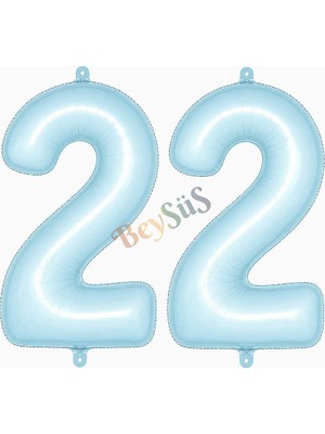 BeySüS 22 Rakam Folyo Balon Mavi Rengi (76 Cm)