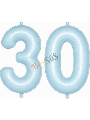 BeySüS 30 Rakam Folyo Balon Mavi Rengi (76 Cm)