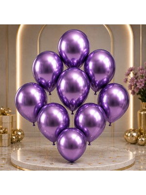 BeySüS Mor Renk Lateks Krom Balon (45 Cm) - 2 Adet