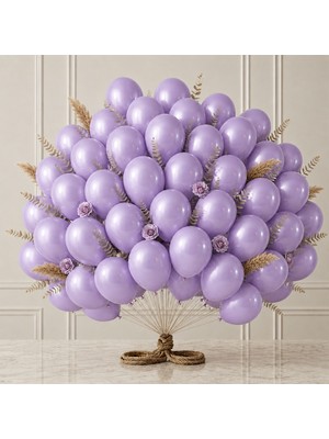 BeySüS Lila Renk Lateks Metalik Balon (30 Cm) - 50 Adet
