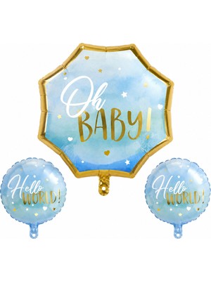 BeySüS Hello World Set Mavi Folyo Balon