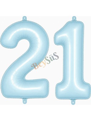 BeySüS 21 Rakam Folyo Balon Mavi Rengi (76 Cm)