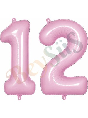 BeySüS 12 Rakam Folyo Balon Pembe Rengi (76 Cm)