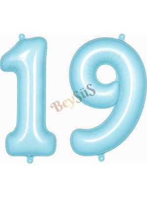 BeySüS 19 Rakam Folyo Balon Mavi Rengi (76 Cm)