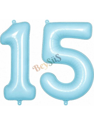 BeySüS 15 Rakam Folyo Balon Mavi Rengi (76 Cm)