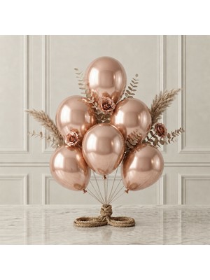 BeySüS Rose Gold Renk Lateks Metalik Balon (30 Cm) - 6 Adet