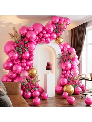 BeySüS Fuşya Renk Lateks Metalik Balon (30 Cm) - 100 Adet